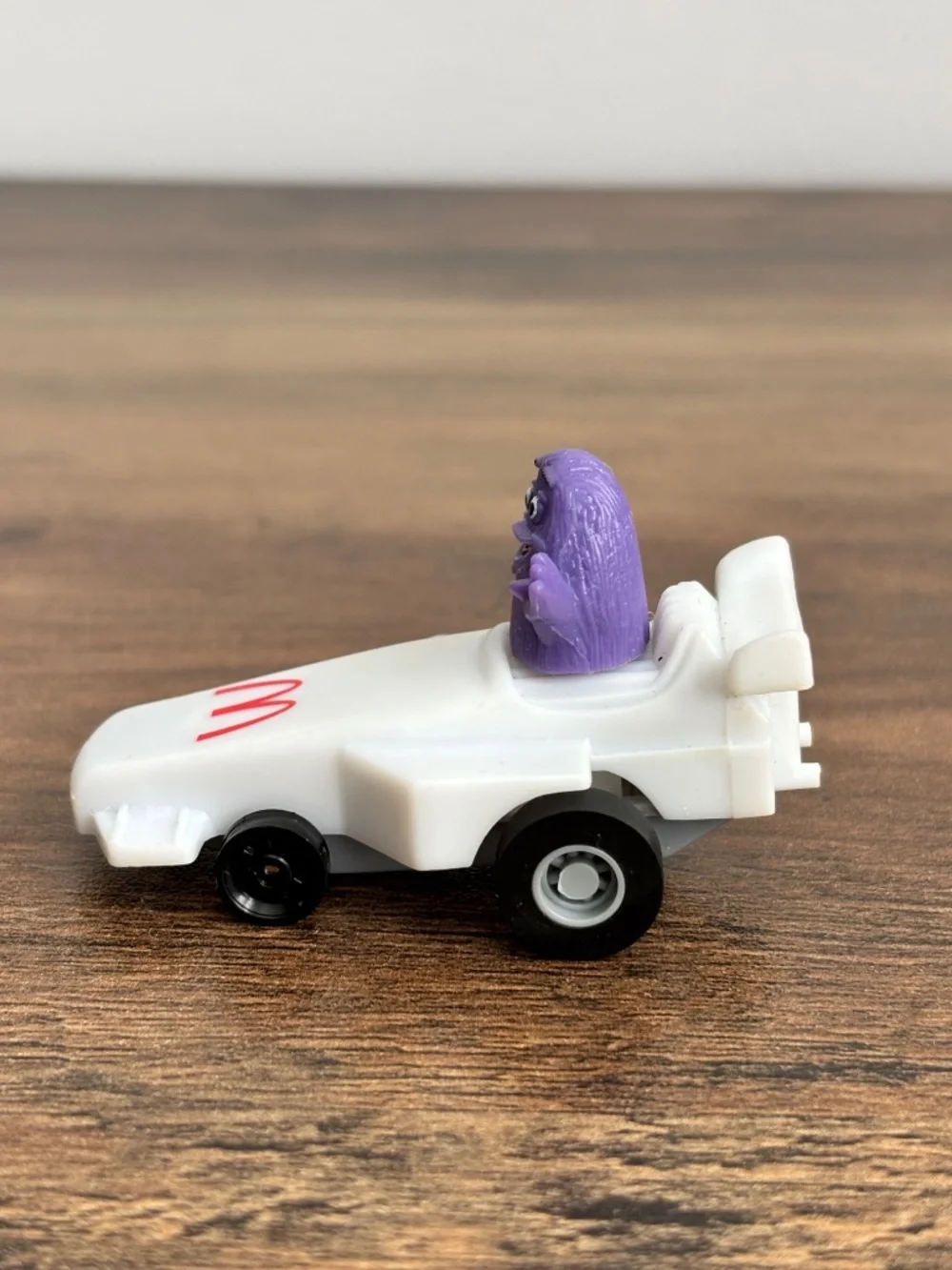 VINTAGE McDonalds Happy Meal Toy Grimace White Race Car Pull Back Turbomac 1988
